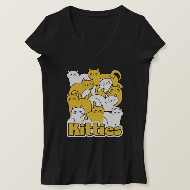 Camiseta Diseño de Kitties Chubby - Arte gato adorable (Anverso del diseño)