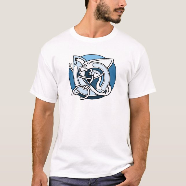 Camiseta Diseño de Knotwork del Celtic - perro azul (Anverso)