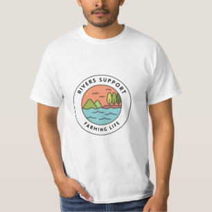 Camiseta Diseño de la agricultura del Naranja Azul Retro Rí