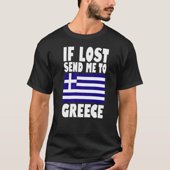 Camiseta Diseño de la bandera de Grecia Si me pierden, enví (Anverso)