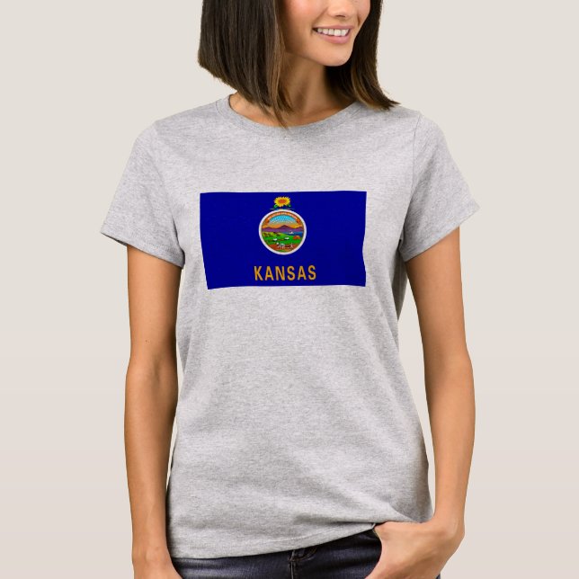 Camiseta Diseño de la bandera del estado de Kansas (Anverso)
