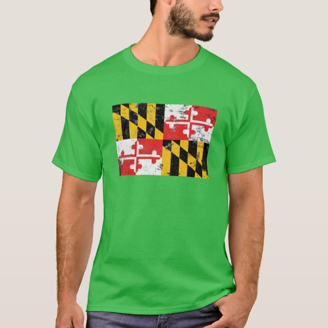 Camiseta Diseño de la bandera del estado de Maryland con pr (Anverso)