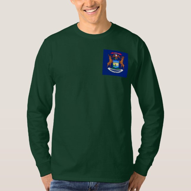 Camiseta Diseño de la bandera del estado de Michigan (Anverso)