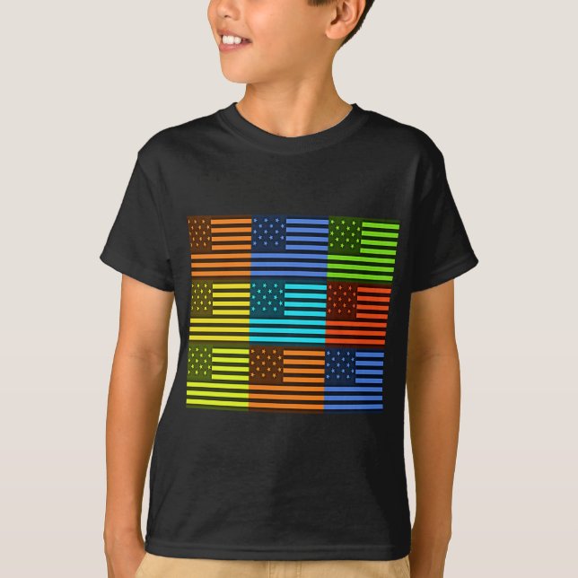 Camiseta Diseño de la bandera estadounidense inspirada en e (Anverso)