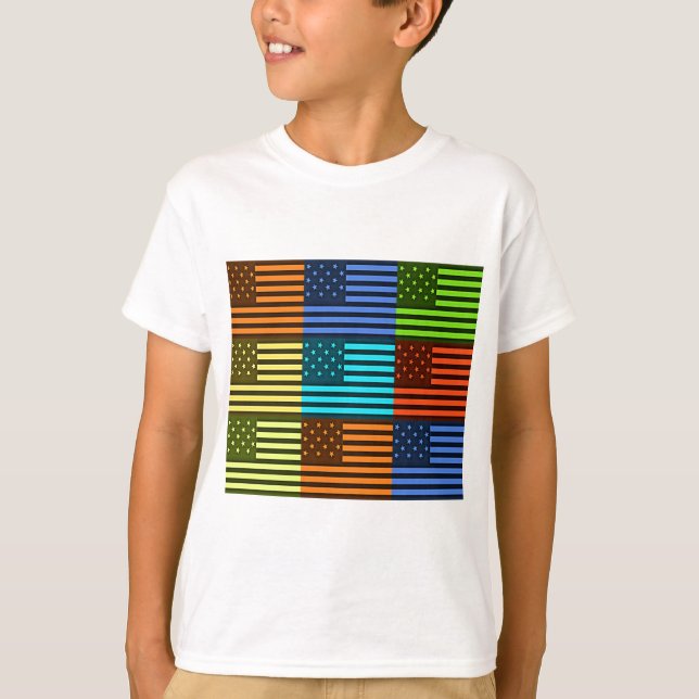 Camiseta Diseño de la bandera estadounidense inspirada en e (Anverso)