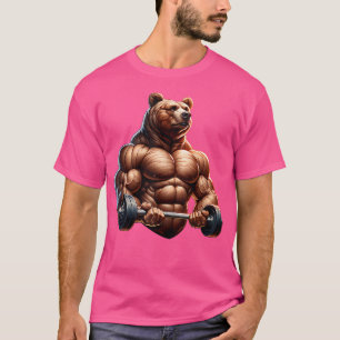 Camiseta Diseño De La Barbell Del Oso Para La Construcción