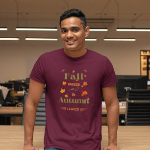 Camiseta Diseño de la Brisa Caída y las Hojas de Otoño
