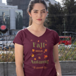 Camiseta Diseño de la Brisa Caída y las Hojas de Otoño