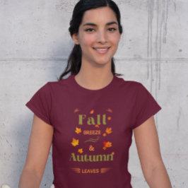 Camiseta Diseño de la Brisa Caída y las Hojas de Otoño