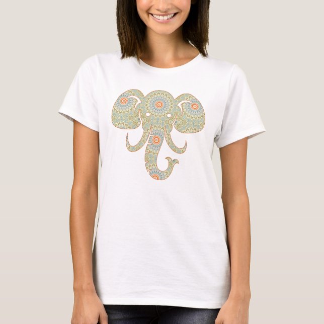 Camiseta Diseño de la cabeza del elefante de Mandala (Anverso)