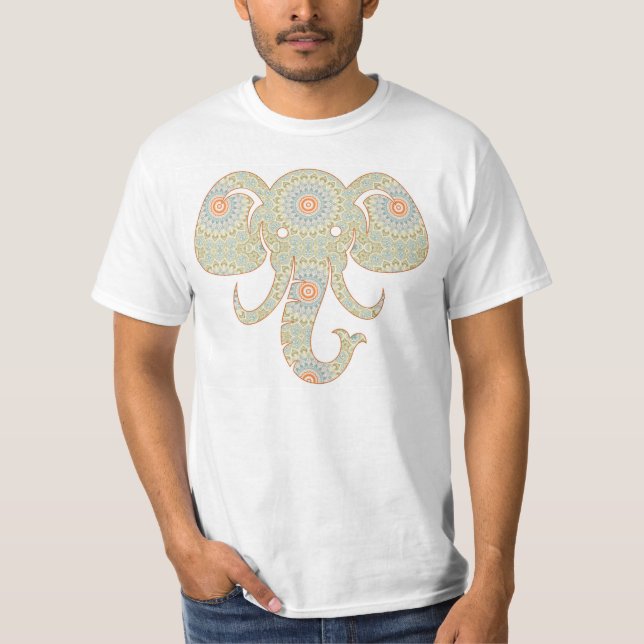 Camiseta Diseño de la cabeza del elefante de Mandala (Anverso)