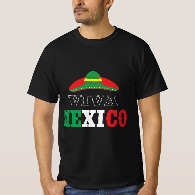 Camiseta Diseño de la celebración Viva México Sombrero (Anverso)