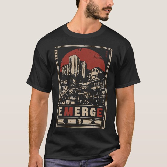 Camiseta Diseño de la ciudad de supervivencia distópica eme (Anverso)