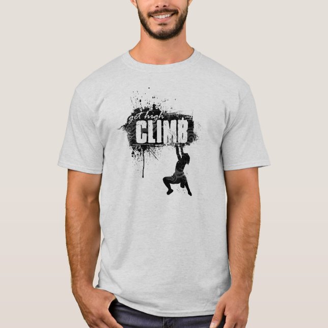 Camiseta Diseño de la escalada con el escalador masculino (Anverso)