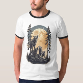 Camiseta Diseño de la familia Lobo de la Luna,