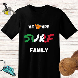 Camiseta Diseño de la familia Surf con mano shaka y bandera