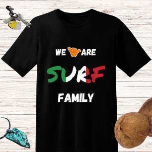 Camiseta Diseño de la familia Surf con mano shaka y bandera