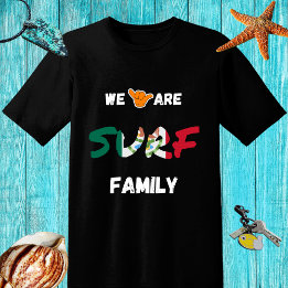 Camiseta Diseño de la familia Surf con mano shaka y bandera