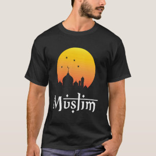 Camiseta Diseño de la fe islámica de la media luna del atar