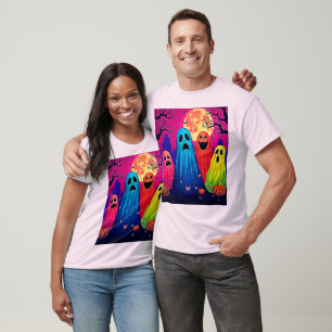 Camiseta Diseño de la fiesta de Halloween de Neon Ghosts