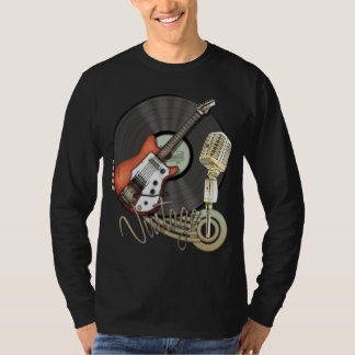 Camiseta Diseño de la guitarra y del micrófono del vintage