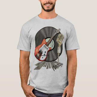 Camiseta Diseño de la guitarra y del micrófono del vintage