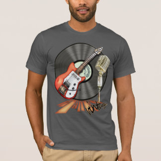 Camiseta Diseño de la guitarra y del micrófono del vintage
