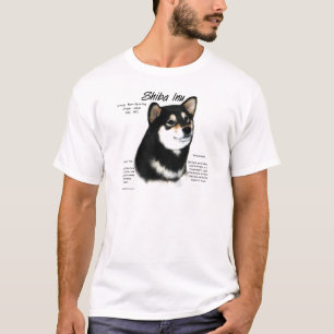 Camiseta Diseño de la historia de Shiba Inu (negro/moreno)