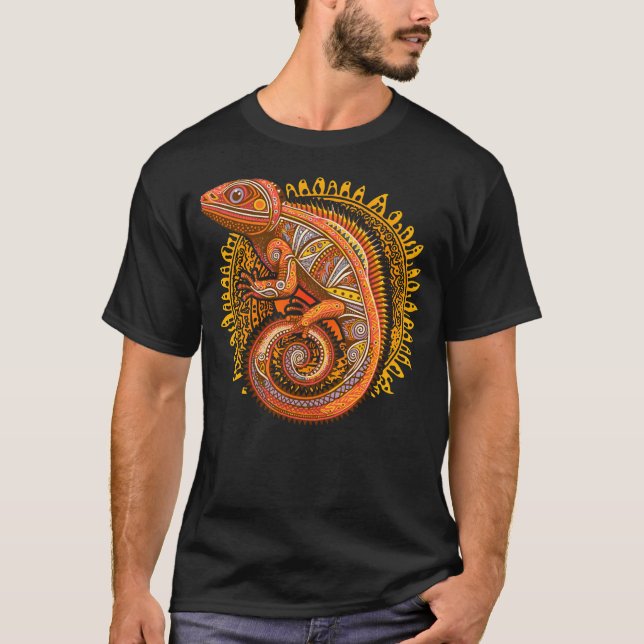 Camiseta Diseño de la iguana tribal étnica (Anverso)