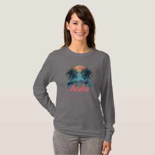 Camiseta Diseño de la isla de Aruba (versión 2) - Larga dur