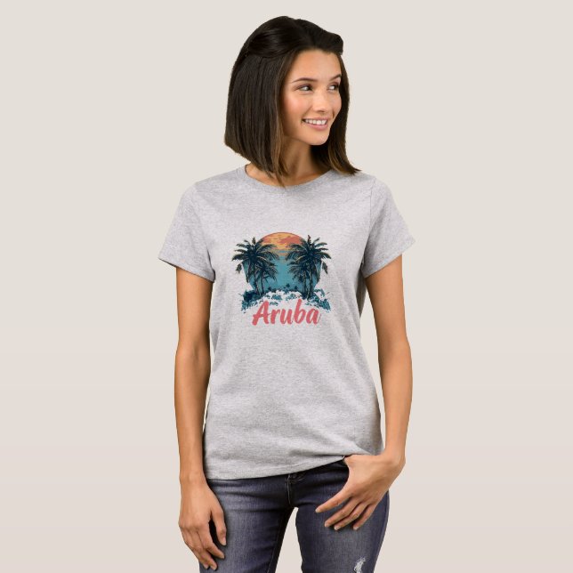 Camiseta Diseño de la isla de Aruba (versión 2) - T básica  (Anverso completo)