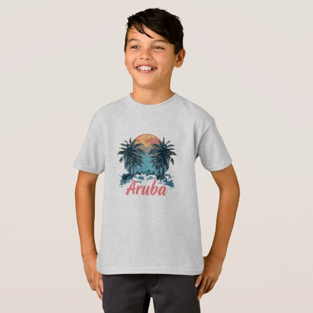 Camiseta Diseño de la isla de Aruba (versión 2) - T-Sh bási (Anverso completo)