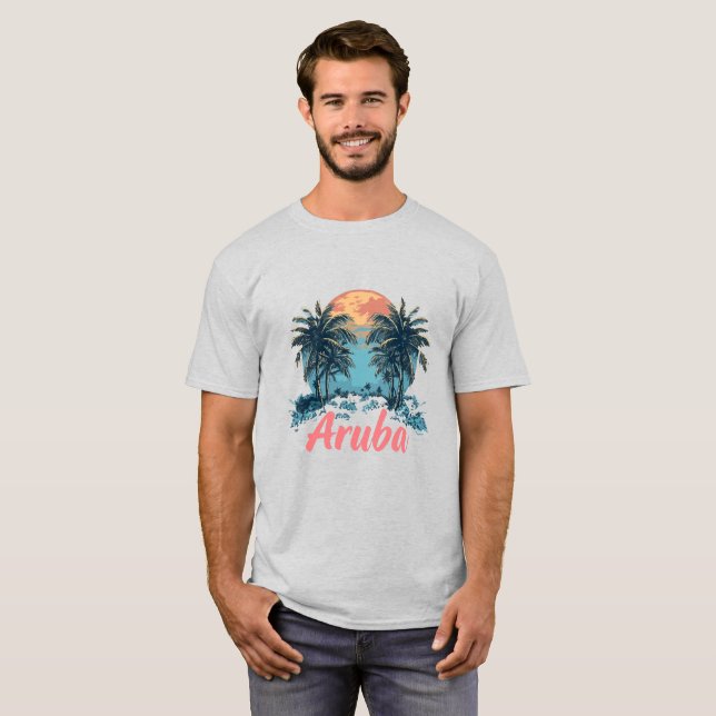 Camiseta Diseño de la isla de Aruba (versión 2) - T-Sh bási (Anverso completo)