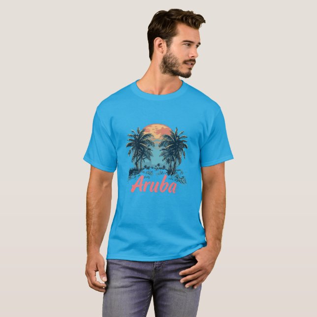 Camiseta Diseño de la isla de Aruba (versión 2) - T-Shi osc (Anverso completo)