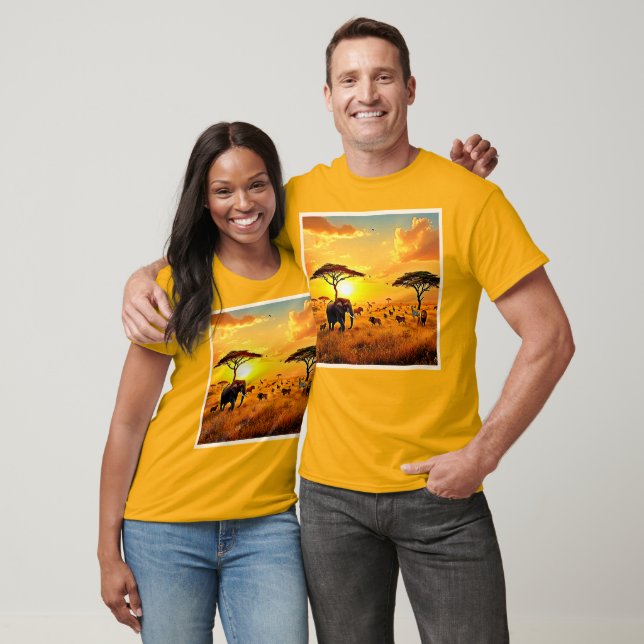 Camiseta Diseño de la Majestad de Safari para el Amanecer A (Unisexo)