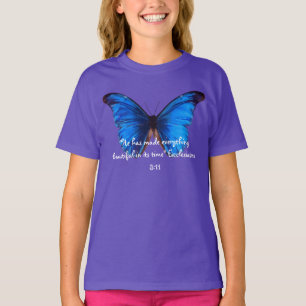 Camiseta Diseño de la mariposa con verso de la biblia de