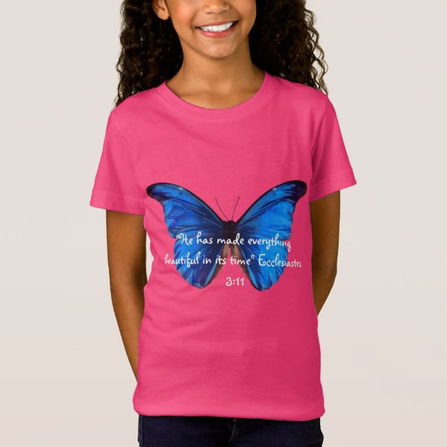 Camiseta Diseño de la mariposa con verso de la biblia de (Anverso)