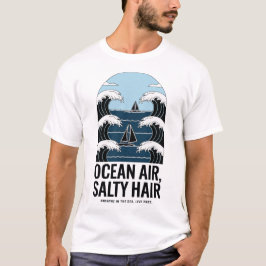Camiseta Diseño de la ola de navegación de la salazón de ai