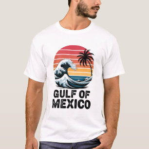 Camiseta Diseño de la ola retro del atardecer en el Golfo d