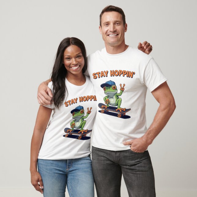 Camiseta Diseño de la rana del patinador Guay de Stay Hoppi (Unisexo)