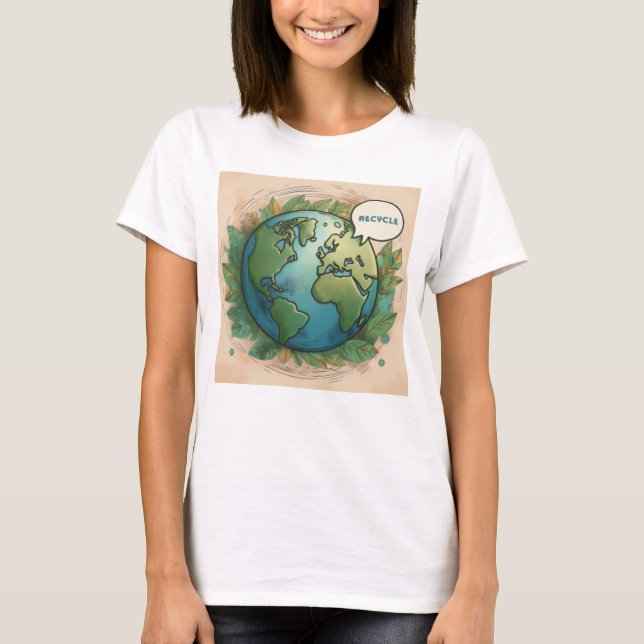 Camiseta Diseño de la Tierra de reciclaje (Anverso)