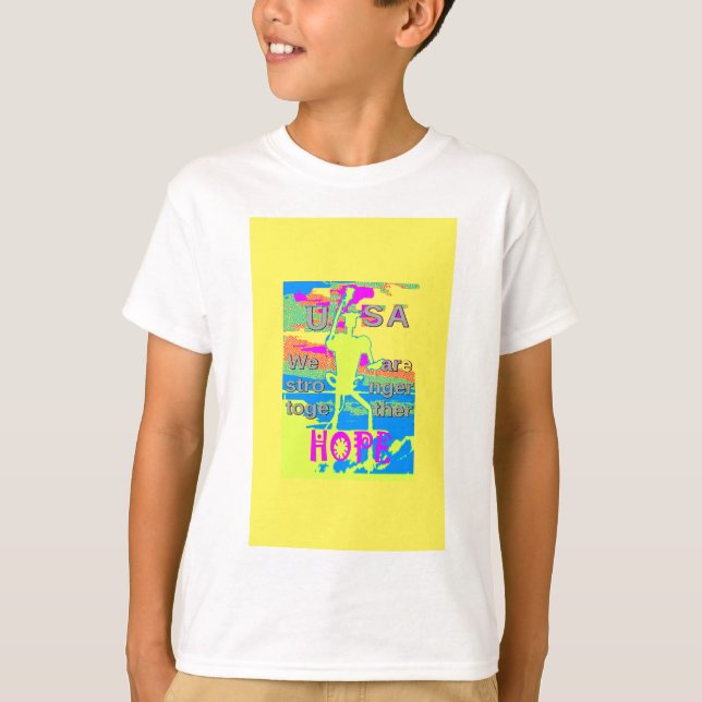 Camiseta Diseño de la Unidad de Estados Unidos: esperanza y (Anverso)