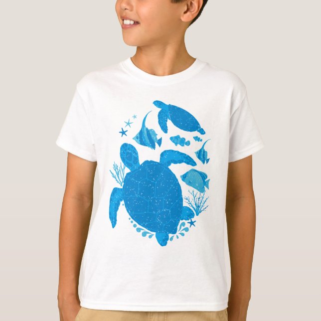 Camiseta Diseño de la vida marina de las tortugas marinas (Anverso)