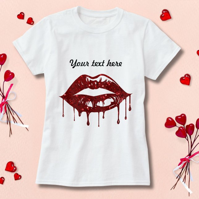Camiseta Diseño de labios de Purpurina de goteo (Subido por el creador)