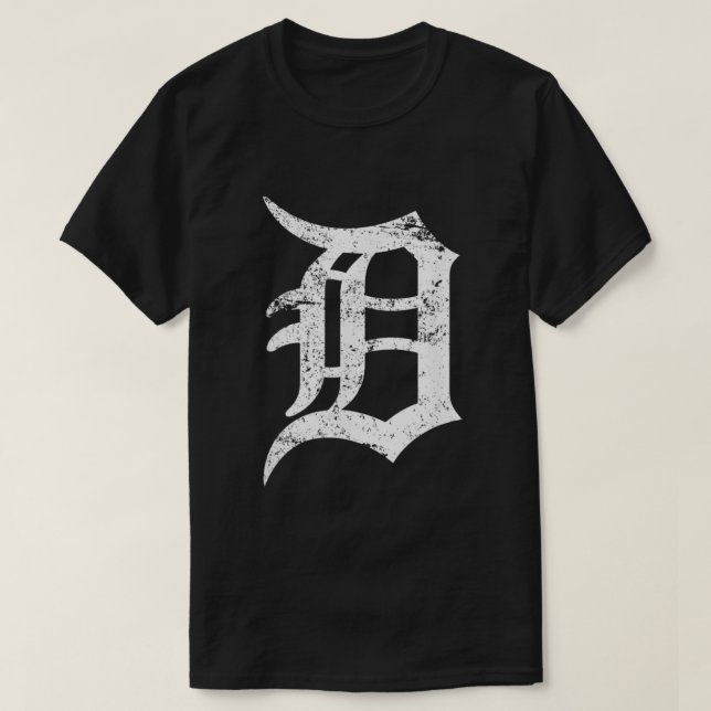 Camiseta Diseño de las letras del detroit D con problemas  (Diseño del anverso)