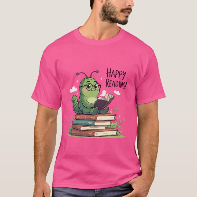 Camiseta Diseño de lectura de gusanos de biblioteca (Anverso)