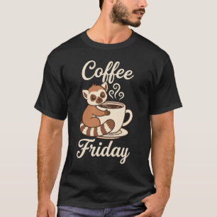 Camiseta Diseño de lémur adorable y acogedor amante del caf