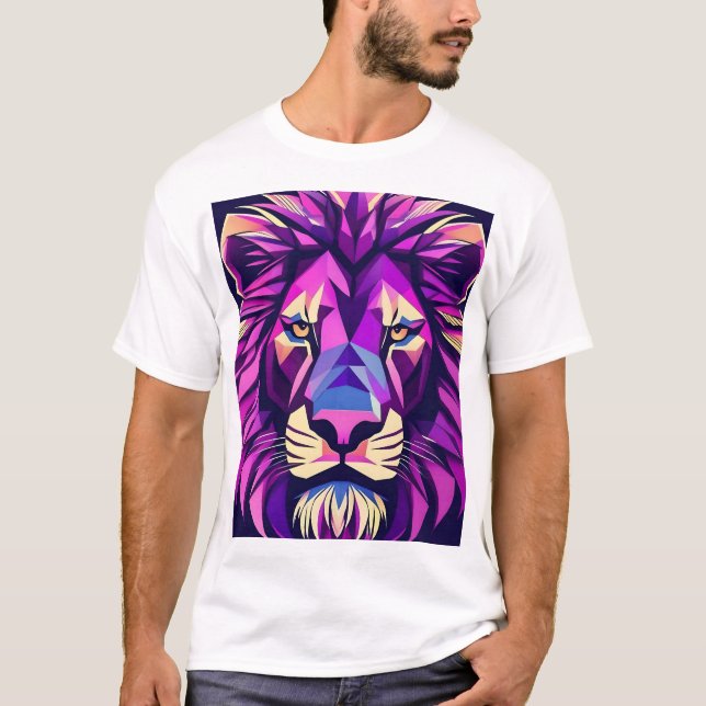 Camiseta Diseño de leones con brillo geométrico (Anverso)