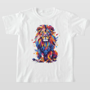 Camiseta Diseño de leones geométricos coloridos