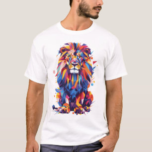Camiseta Diseño de leones geométricos coloridos